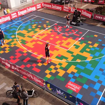 Bergo Basketball Court FIBA 3x3 Europe Cup Graz - Official Court Supplier Warmup court (1)