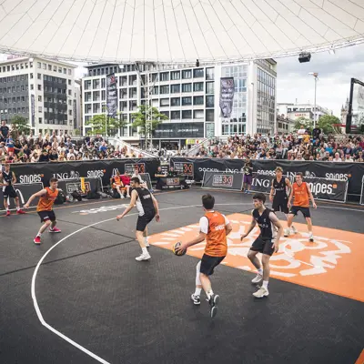 Bergo Basketball court 3x3x DBB DBB 3X3 Tour Frankfurt 2022 - Bergo Ultimate PLUS Graphite Grey and Plain Orange