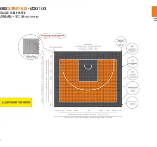 Bergo Flooring Design Drawing 3X3 17,45X14,29M With Linestrips Ultimate Plus Graphite Grey Plain Orange
